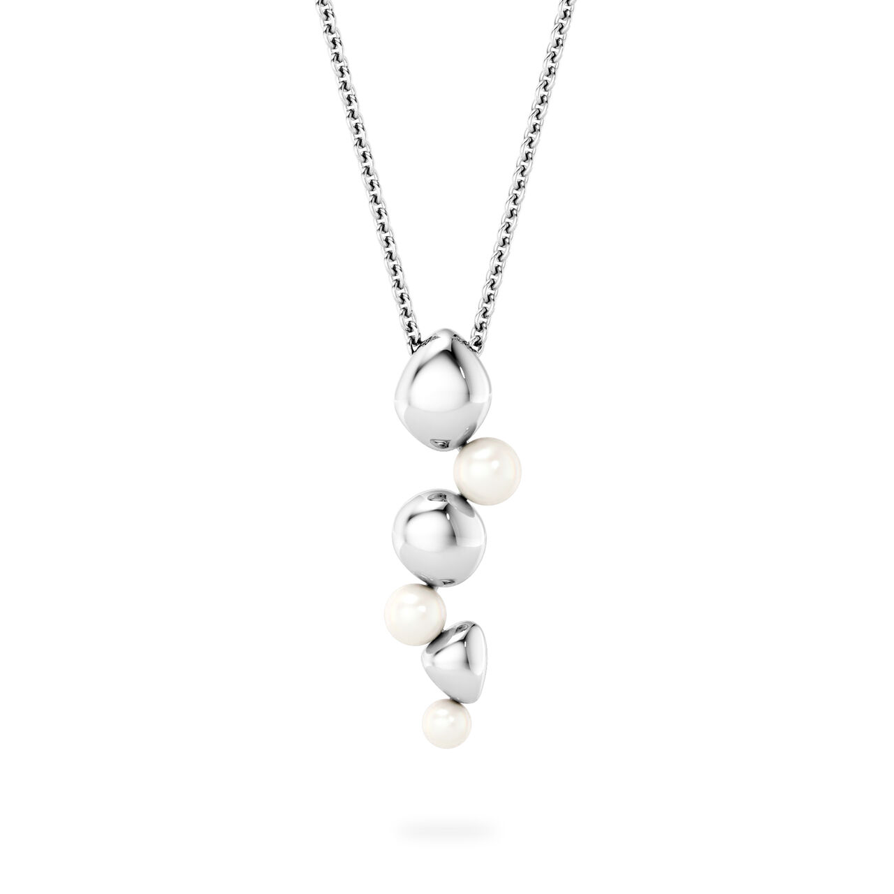 Drop Necklace in Sterling Silver with Pearls image number 0